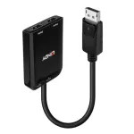 Lindy DisplayPort į 2 prievadų HDMI MST &scaron;akotuvas, DisplayPort, 2 x HDMI, ki&scaron;tukas, lizdas, tiesus, tiesus