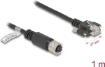 Tinklo kabelis DeLOCK M12 D-koduotas 4 kontaktų moteri&scaron;kas į RJ45 ki&scaron;tuką Cat.5e 1 m Juodas