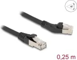 Tinklo kabelis DeLOCK RJ45 Cat.6A 45&deg; kairėn kampuotas iki tiesaus 0,25 m juodas
