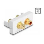 DeLOCK Easy 45 ki&scaron;tukinis lizdas 2 x RCA baltas ABS