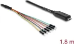 Delock keitiklis USB 2.0 Type-C į UART TTL (3,3 V), 6 kontaktų ki&scaron;tukų eilutė TX/RX/CTS/RTS, 1,8 m
