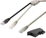 Goobay 95286 TAE adapterio kabelis, 2x RJ45 į RJ45 (8P8C) / TAE-F, 3 m, juodas/pilkas