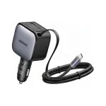 Automobilinis kroviklis UGREEN Nexode EC603 90W 3-in-1 su 1x USB-C, 1x USB-A ir 70 cm i&scaron;traukiamu USB-C laidu, QC 3.0 PD 3.0