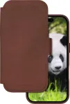 dbramante1928 Lynge Flip Case, tamsiai ruda, natūrali oda, suderinamas su MagSafe, skirtas Apple iPhone 17