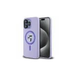 Karl Lagerfeld iPhone 15 Pro Max 6,7 inch Purple Silicone Hard Case su Karl & Choupette galvutėmis ir žiedu MagSafe