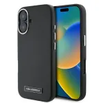 Karl Lagerfeld KLHMP16SPGMSRPK iPhone 16 6,1 colio juodas kietas dėklas su metaline plok&scaron;tele MagSafe