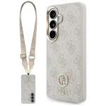 Guess 4G Big Rhinestone Triangle Strap MagSafe Phone Case & Lanyard Set for Samsung Galaxy S26, Pink