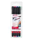 EDDING 141 F Permanent Marker Set - Fine Tip 0,6 mm - Black, Blue, Green, Red - 4 Markers