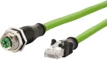 METZ CONNECT Cat6a M12 į RJ45 tinklo kabelis 1 m žalias S/FTP halogen-free