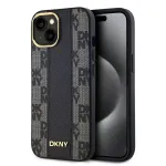 DKNY Apple DKNY PU Leather Checkered Pattern Magsafe Case, skirta iPhone 15, juoda
