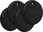 Chipolo POP Tracking Tag 4-Pack Black &ndash; Bluetooth raktų ie&scaron;kiklis, suderinamas su Apple Find My, keičiama baterija, IPX5, 60 m atstumas, 120 dB garsinis signalas