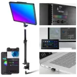 NEEWER GL1C RGB LED vaizdo &scaron;viestuvas 48W su reguliuojamu stovu, CRI&ge;97, 2.4G nuotolinio ir programėlės valdymu