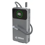 Powerbank Dudao K31 Pro 45W 20000mAh su įmontuotu i&scaron;traukiamu USB-C laidu &ndash; pilka