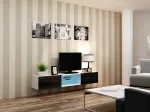 Cama TV stovas VIGO GLASS 30/180/40 baltas/juodas blizgus