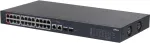 DAHUA CS4226-24ET-375 26 prievadų Layer 2+ valdomas PoE+ komutatorius su 24 Gigabit PoE+ prievadais, 2 SFP jungtimis, 375W biudžetu, be ventiliatoriaus, skirtas montavimui į stelažą