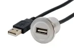 EXSYS EX-49181 USB 2.0 prailginimo kabelis su montavimo plok&scaron;te, USB-A moteri&scaron;kas į USB-A vyri&scaron;ką, 30 cm, metalinė plok&scaron;tė