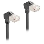 DeLOCK RJ45 tinklo kabelis Cat.6A S/FTP plonas 90&deg; žemyn 2 m juodas