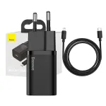 Baseus Super Si Greitasis Įkroviklis 1C 20W su USB-C į Lightning kabeliu 1m (juodas)