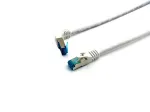 Equip Cat.6A S/FTP patch laidas, kampinis RJ-45 į tiesų RJ-45, 1,0 m, baltas