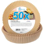 Popieriniai kepimo įdėklai orinei keptuvei apvalūs 16 cm, 50 vnt. &ndash; sugeriantys riebalus, vienkartiniai