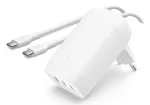 BELKIN BoostCharge 3 prievadų USB-C sieninis įkroviklis su PPS 67 W, baltas