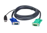 KVM USB-VGA kabelis ATEN 2L-5202U, 1,8 m, HDB-15+USB A ki&scaron;tukas į SPHD-15 ki&scaron;tuką, juodas