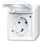 Ki&scaron;tukinis lizdas Busch-Jaeger 2083-0-0834 CEE 7/3 2P+E 250V 16A IP44 Baltas