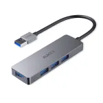 USB &scaron;akotuvas Aukey CB-H36 &mdash; 4 prievadai USB 3.2 Gen 1 Type-A, pagrindinis USB 2.0, 5000 Mbit/s, aliuminis sidabrinis
