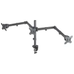Manhattan Triple stalinis laikiklis televizoriams ir monitoriams, 10 inch&ndash;27 inch, spaustuvinis, VESA 75x75 ir 100x100 mm, iki 7 kg vienam, juodas, laikiklis, viso naudojimo garantija