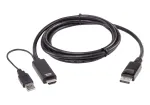 ATEN True 4K 1,8 m HDMI į DisplayPort laidas, 1,8 m, HDMI + USB, DisplayPort, Ki&scaron;tukas, Ki&scaron;tukas, Tiesus