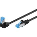 Goobay CAT 6A Patch Laidas 1x 90&deg; kampu, S/FTP (PiMF), Juodas, 1 m - fiksavimo skirtukas vir&scaron;uje, LSZH Halogen-Free, Varis (51557)