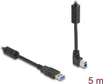 DeLOCK USB kabelis, A tipo (vyri&scaron;kas) į B tipo (vyri&scaron;kas), 90&deg; į vir&scaron;ų lenktas, 5 m
