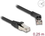 Tinklo kabelis DeLOCK RJ45 Cat.6A S/FTP 45&deg; kampu tiesus 0,25 m juodas