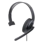 Manhattan Mono Over-Ear ausinės su mikrofonu (USB), reguliuojama galvos juosta, garsumo valdymas ant laido, 1,5 m laidas, 3 metų garantija