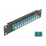 Optiminis skirstomasis skydas DeLOCK 10 col. 12 prievadų LC Duplex akvamarinas juodas 1U