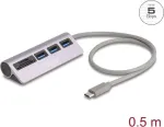 USB mazgas DELOCK 3 prievadai 5 Gbps su SD ir microSD kortelių skaitytuvu ir USB-C jungtimi