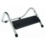WEDO Footrest Trittboy, auk&scaron;čio reguliavimas 4 lygiais, juoda pėdų plok&scaron;tė, blizgi nikeliuota konstrukcija (103 2116)