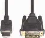 e+p HDMI 3 vaizdo kabelio adapteris 2 m DVI-D juodas
