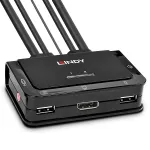 Lindy 2 prievadų DisplayPort 1.2, USB 2.0 ir garso kabelinis KVM jungiklis