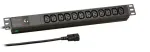 EFB Electronics EK631CC.1 19 inch 1U maitinimo skirstytuvas (PDU) su 12x C13 lizdų, C14 įvadu, 2 m kabeliu, juodas