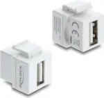 Delock Mini Keystone Module Coupler USB 2.0 Type-A Female to Female White 91080