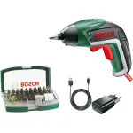Bosch IXO 5 akumuliatorinis suktuvas su 32 dalių antgalių rinkiniu, 3.6 V Li-Ion 1.5 Ah, žalias/juodas