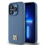 DKNY DKHMP15LPSHRPSB iPhone 15 Pro 6.1 Mėlynas Odinis Kietas Dėklas su Monogramos Ra&scaron;tu, Metaliniu Logotipu ir MagSafe