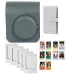 LOVEINSTANT 4-in-1 rinkinys: Apsauginis dėklas, Fotoalbumas (96 nuotraukoms), Rėmeliai ir Lipdukai, skirta Fujifilm Instax Mini 41 - Pilka