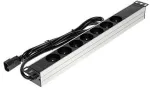 DELTA PD-7/RACK/IEC 19-Inch 1U Basic PDU su 7 Schuko lizdais, IEC C14 įvadu, 2m kabeliu, 16A, juoda