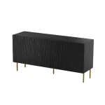Cama Meble JUNGLE komoda 152x40,5x74,5 cm, matinė juoda + auksinės kojelės