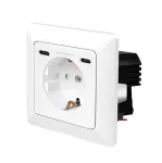 LogiLink PA0331 sieninis lizdas su 1 Schuko rozete ir 2 USB-C prievadais, 25W PD, baltas
