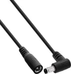 InLine&reg; DC prailginimo laidas, stačiu kampu lenktu ki&scaron;tuku, 5,5 x 2,1 mm, juodas, 5 m