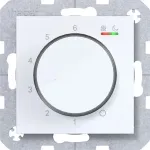 HAGER WAN5010WG patalpos temperatūros reguliatorius 230V 16A su sukimosi rankenėle ir mygtuku &scaron;ildymui