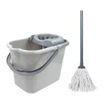 Sauber Oval Bucket 15L su stūmimo rankena ir mopu rinkinys